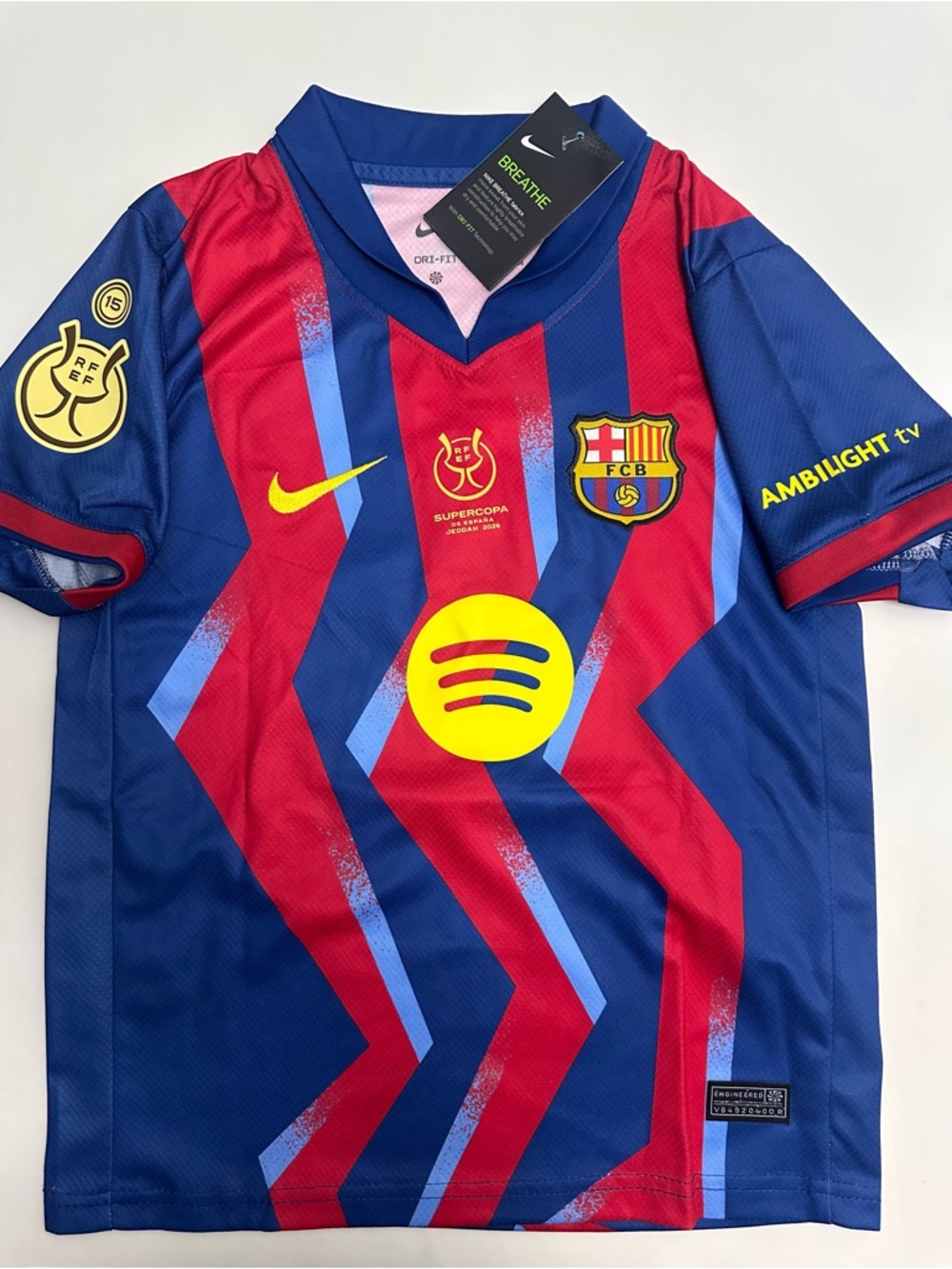 Kid’s FC Barcelona Striped Home Soccer Set - Red, Blue & Yellow - Picture 2 of 4